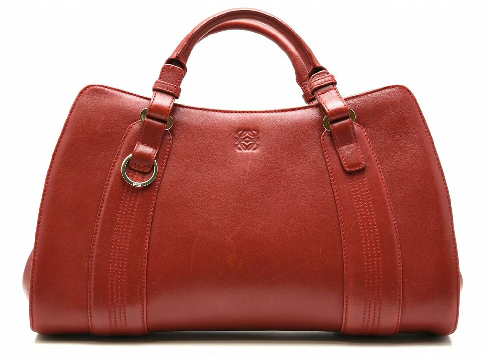 Loewe Anagram Handbag Leather Red Dark